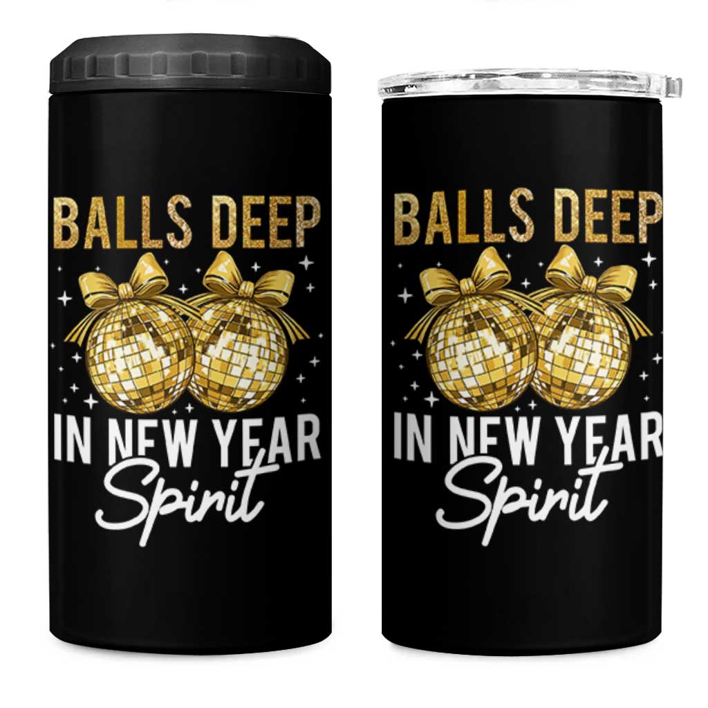Funny New Year Disco Ball 4 in 1 Can Cooler Tumbler Balls Deep In New Year Spirit - Wonder Print Shop