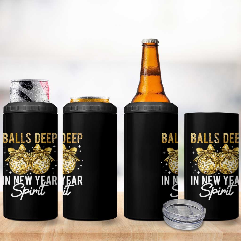 Funny New Year Disco Ball 4 in 1 Can Cooler Tumbler Balls Deep In New Year Spirit - Wonder Print Shop
