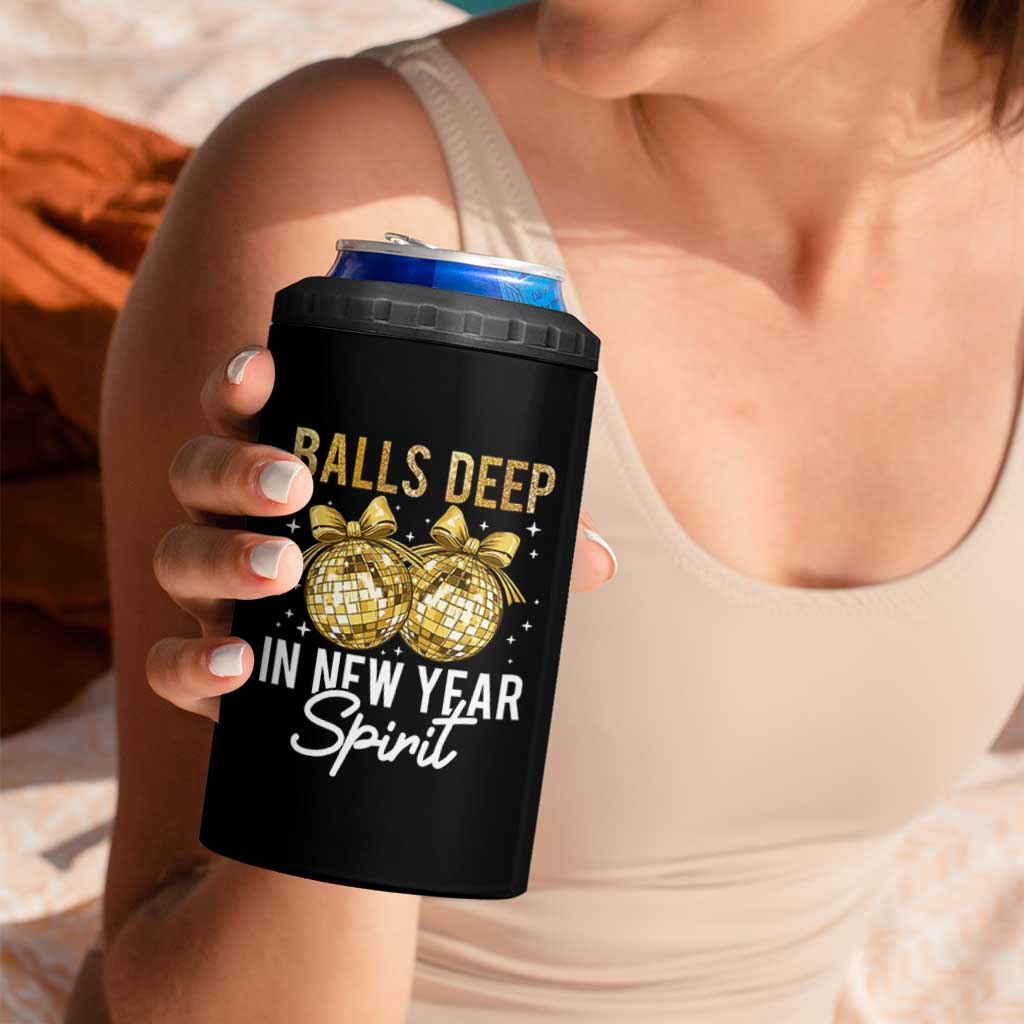 Funny New Year Disco Ball 4 in 1 Can Cooler Tumbler Balls Deep In New Year Spirit - Wonder Print Shop