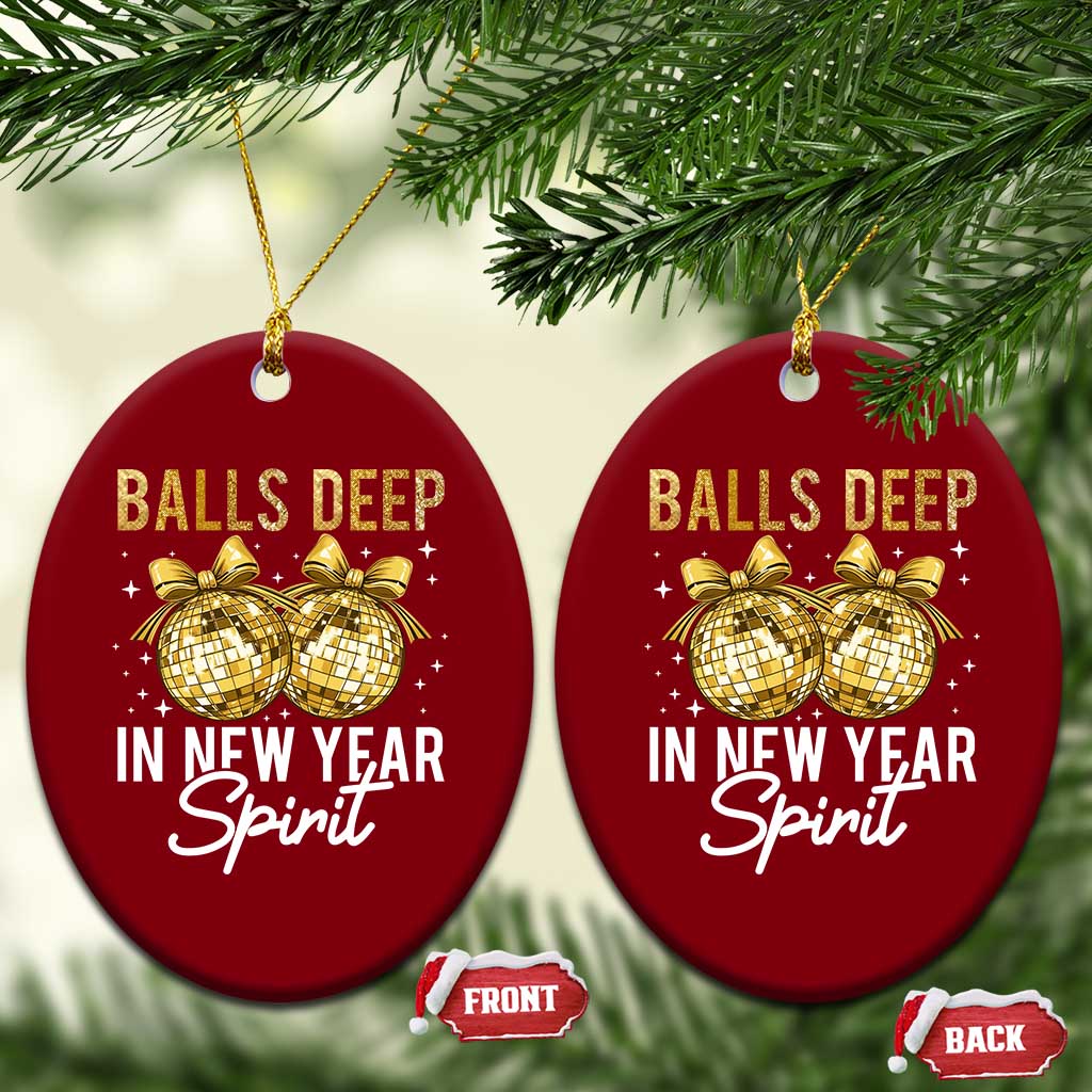 Funny New Year Disco Ball Ceramic Ornament Balls Deep In New Year Spirit - Wonder Print Shop