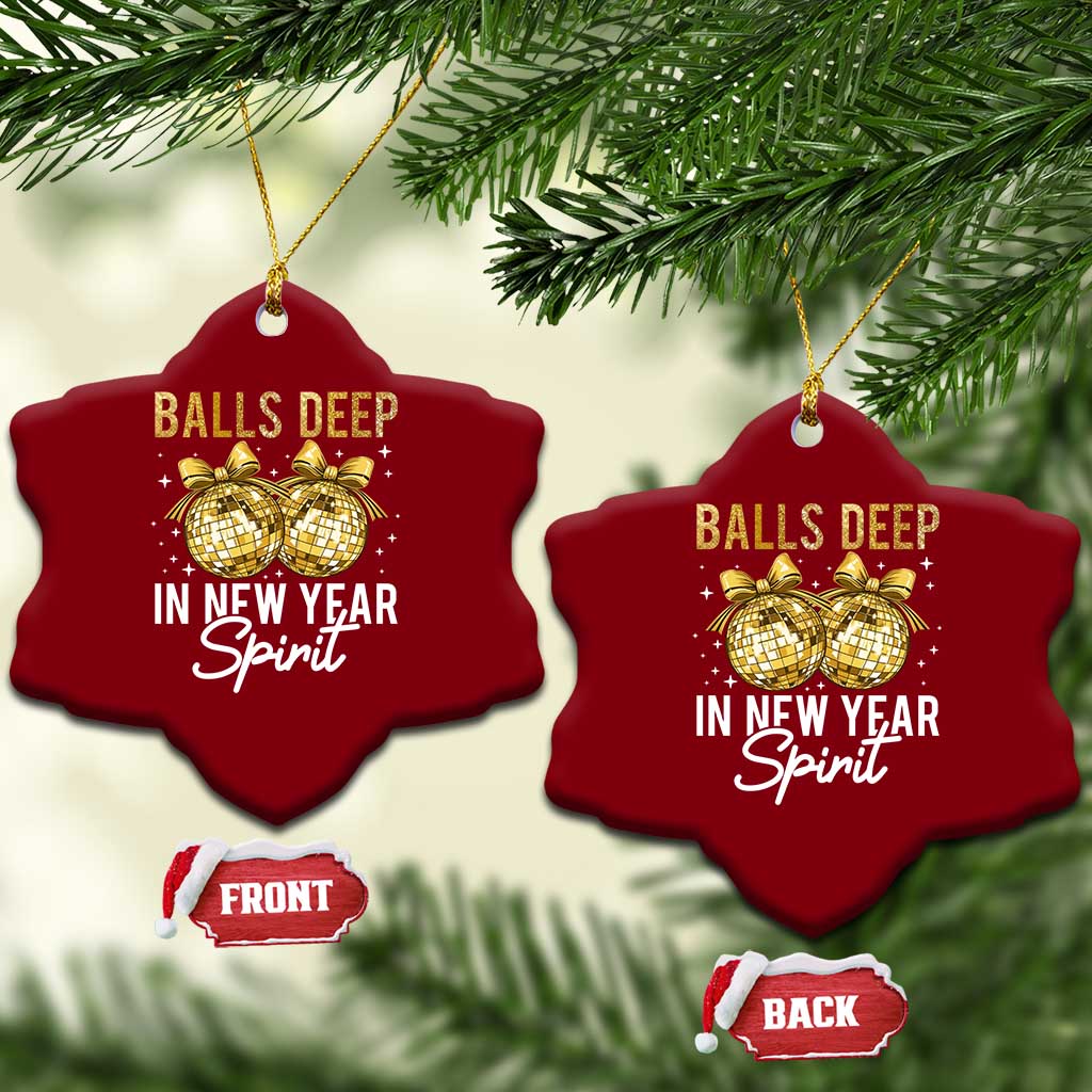 Funny New Year Disco Ball Ceramic Ornament Balls Deep In New Year Spirit - Wonder Print Shop