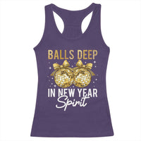 Funny New Year Disco Ball Racerback Tank Top Balls Deep In New Year Spirit - Wonder Print Shop