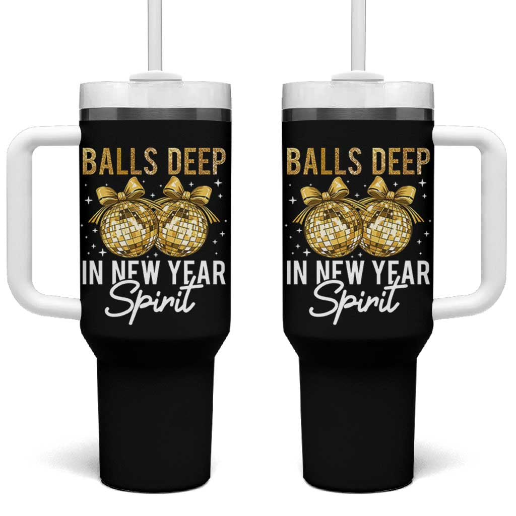 Funny New Year Disco Ball Tumbler With Handle Balls Deep In New Year Spirit - Wonder Print Shop