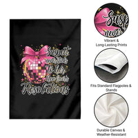 Funny Suspect Never Sticks To Her New Years Resolutions Garden Flag Coquette Disco Ball - Wonder Print Shop