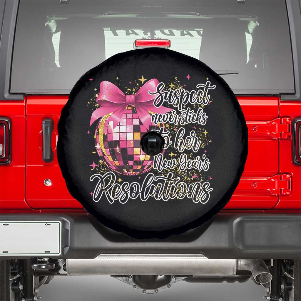 Funny Suspect Never Sticks To Her New Years Resolutions Spare Tire Cover Coquette Disco Ball - Wonder Print Shop
