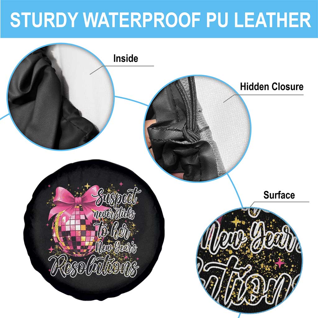 Funny Suspect Never Sticks To Her New Years Resolutions Spare Tire Cover Coquette Disco Ball - Wonder Print Shop