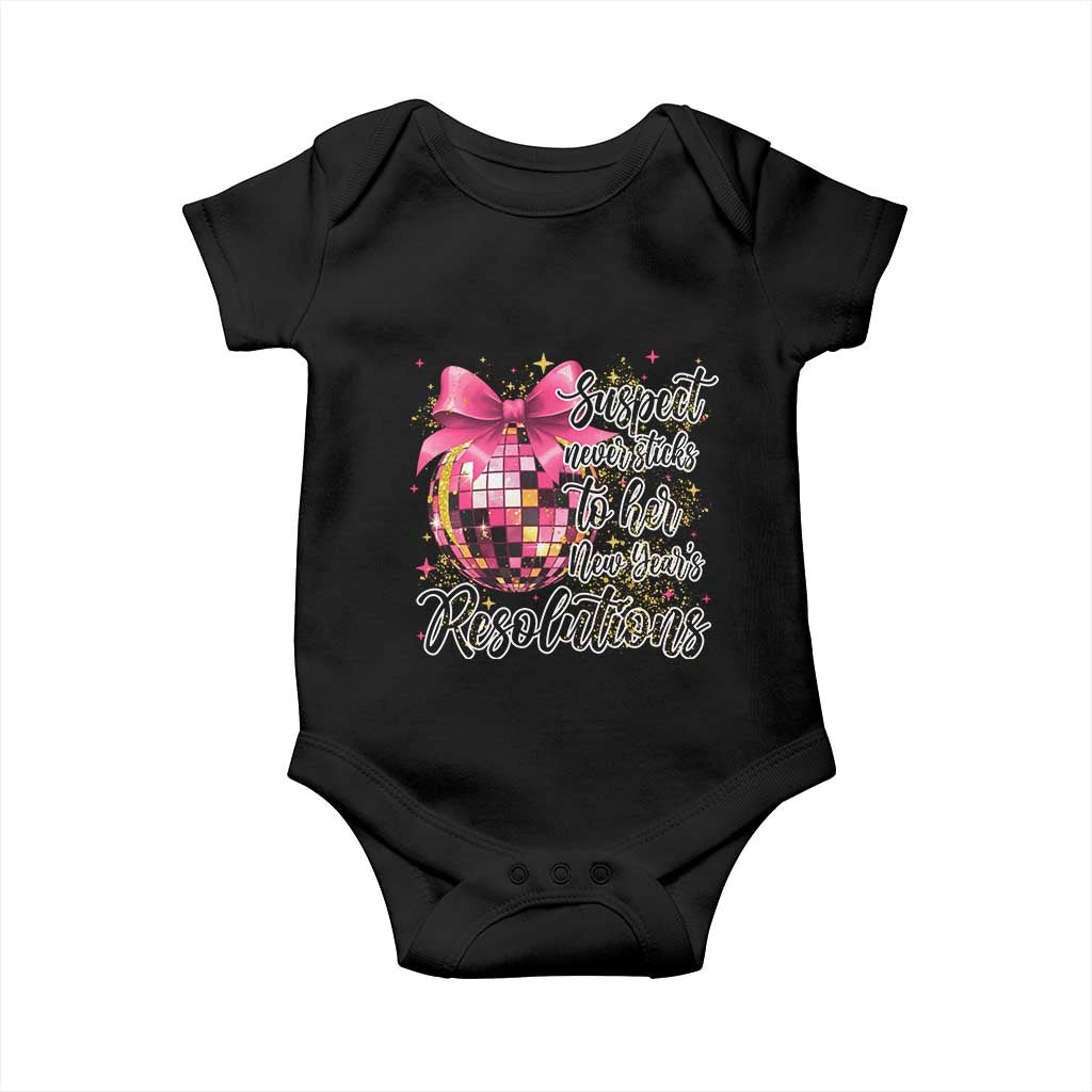 Funny Suspect Never Sticks To Her New Years Resolutions Baby Onesie Coquette Disco Ball - Wonder Print Shop