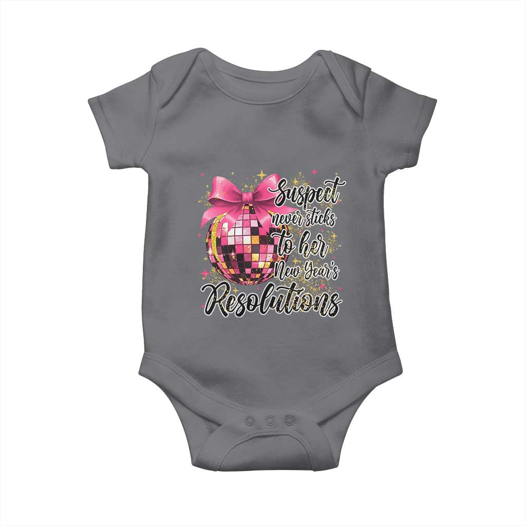 Funny Suspect Never Sticks To Her New Years Resolutions Baby Onesie Coquette Disco Ball - Wonder Print Shop