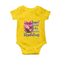 Funny Suspect Never Sticks To Her New Years Resolutions Baby Onesie Coquette Disco Ball - Wonder Print Shop