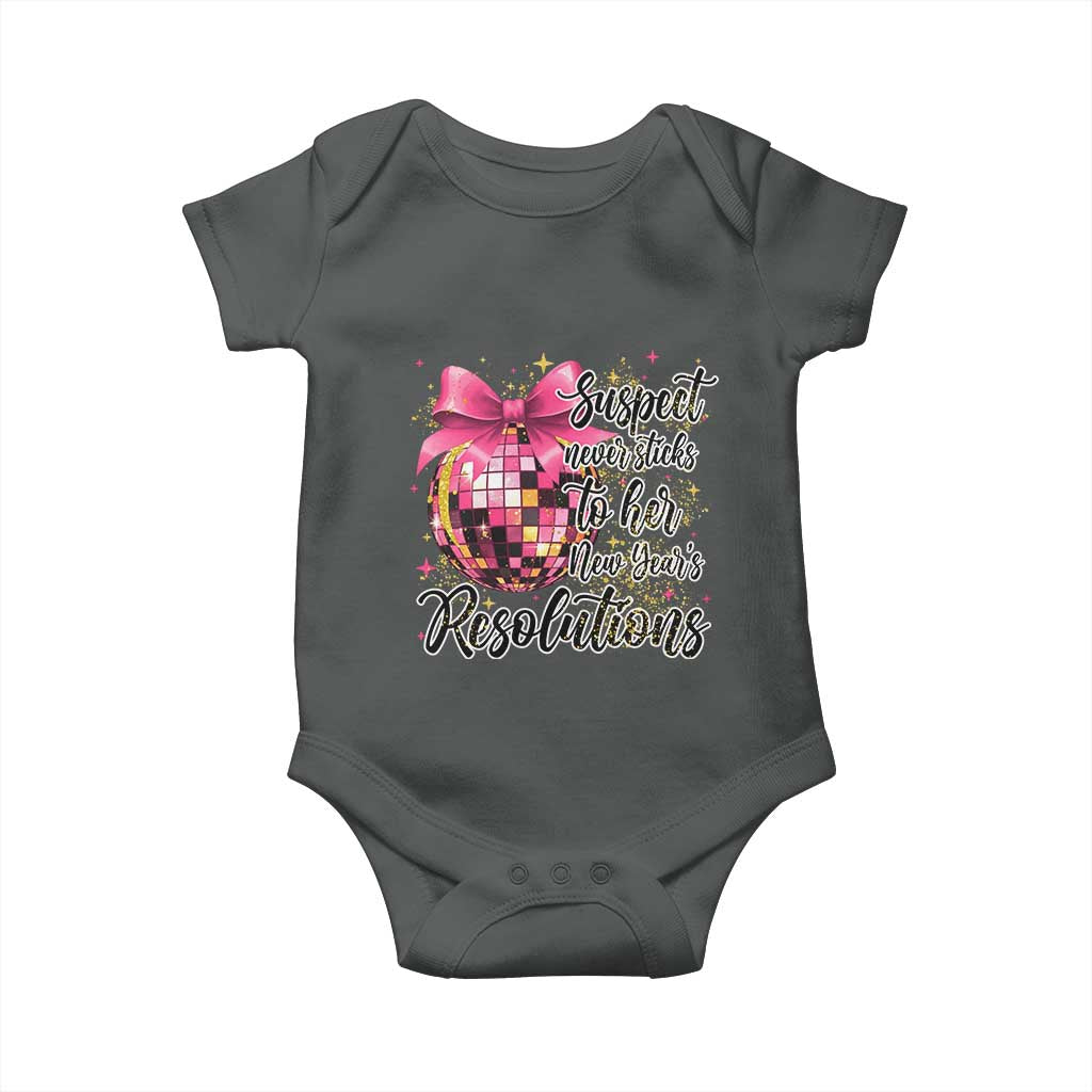 Funny Suspect Never Sticks To Her New Years Resolutions Baby Onesie Coquette Disco Ball - Wonder Print Shop