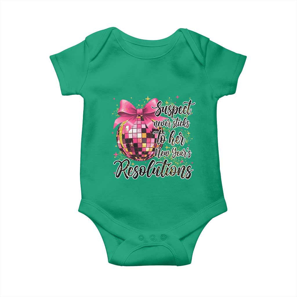 Funny Suspect Never Sticks To Her New Years Resolutions Baby Onesie Coquette Disco Ball - Wonder Print Shop