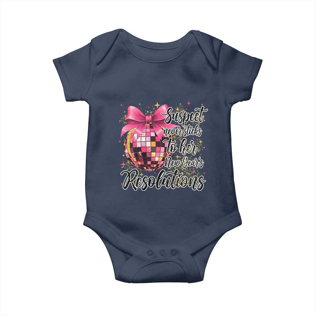 Funny Suspect Never Sticks To Her New Years Resolutions Baby Onesie Coquette Disco Ball - Wonder Print Shop