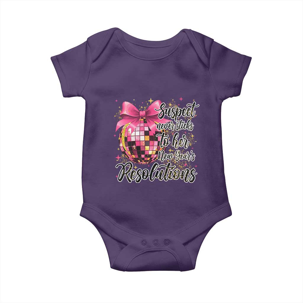 Funny Suspect Never Sticks To Her New Years Resolutions Baby Onesie Coquette Disco Ball - Wonder Print Shop