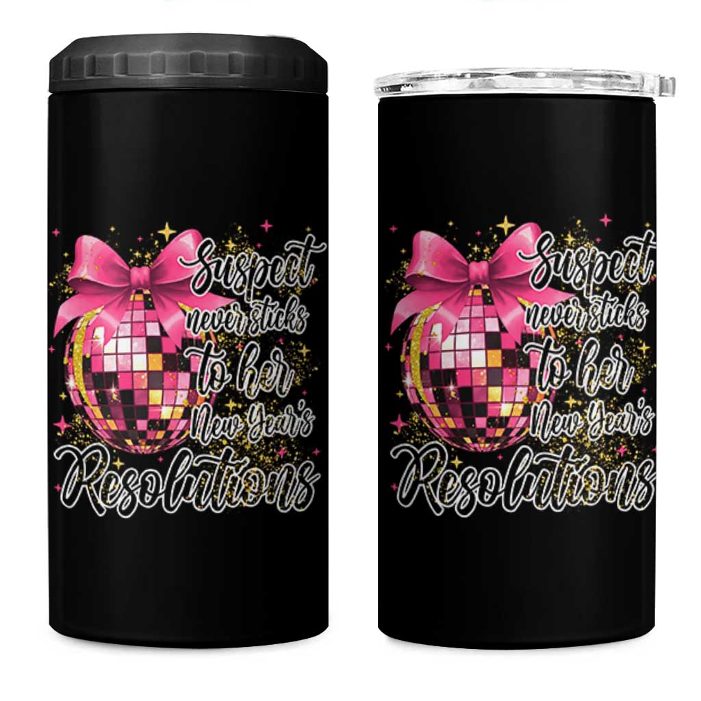 Funny Suspect Never Sticks To Her New Years Resolutions 4 in 1 Can Cooler Tumbler Coquette Disco Ball - Wonder Print Shop