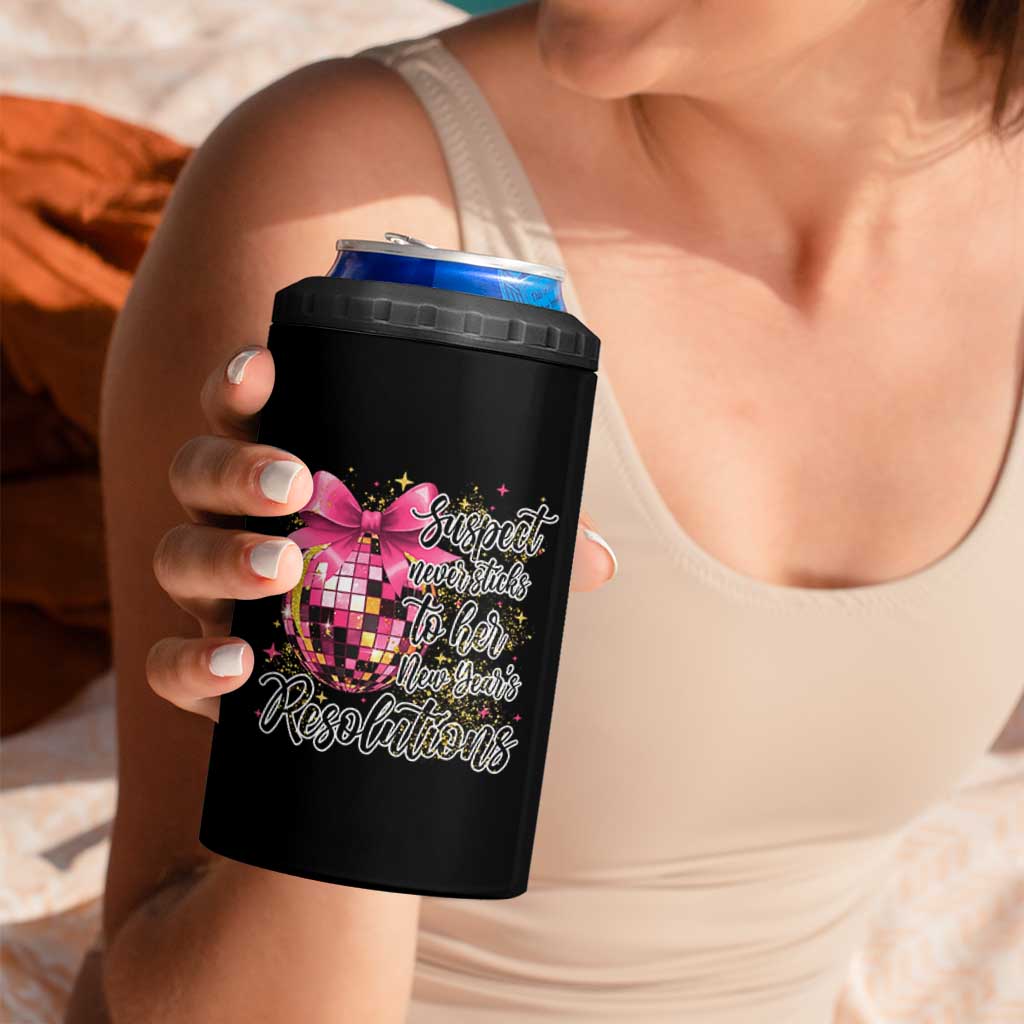 Funny Suspect Never Sticks To Her New Years Resolutions 4 in 1 Can Cooler Tumbler Coquette Disco Ball - Wonder Print Shop