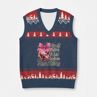 Funny Suspect Never Sticks To Her New Years Resolutions V-Neck Knit Sweater Vest Coquette Disco Ball - Wonder Print Shop