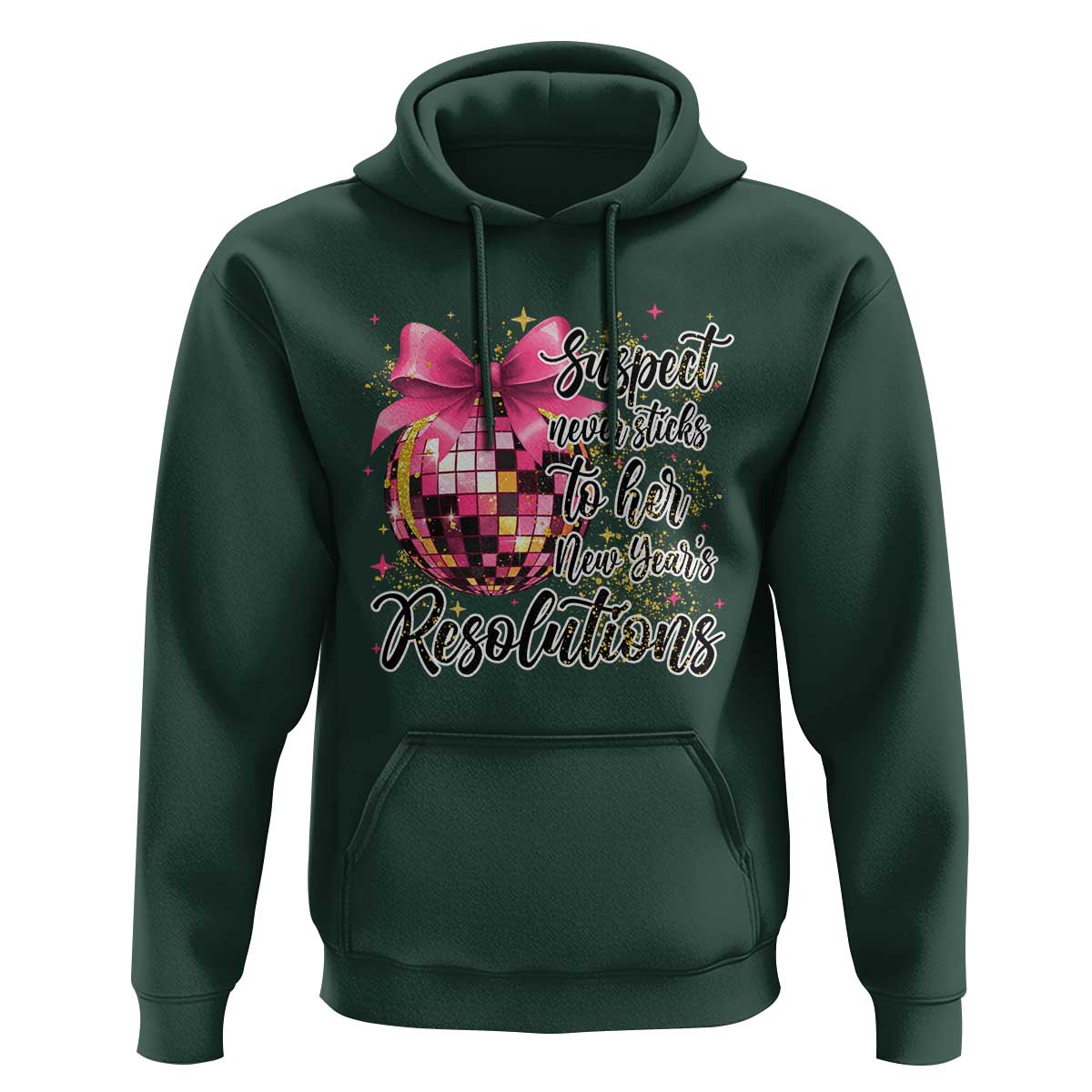 Funny Suspect Never Sticks To Her New Years Resolutions Hoodie Coquette Disco Ball - Wonder Print Shop
