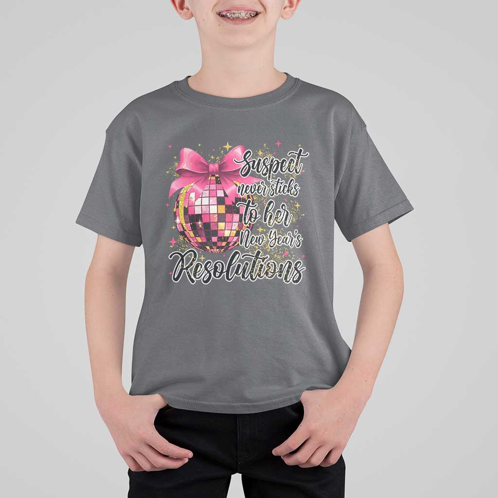 Funny Suspect Never Sticks To Her New Years Resolutions T Shirt For Kid Coquette Disco Ball - Wonder Print Shop