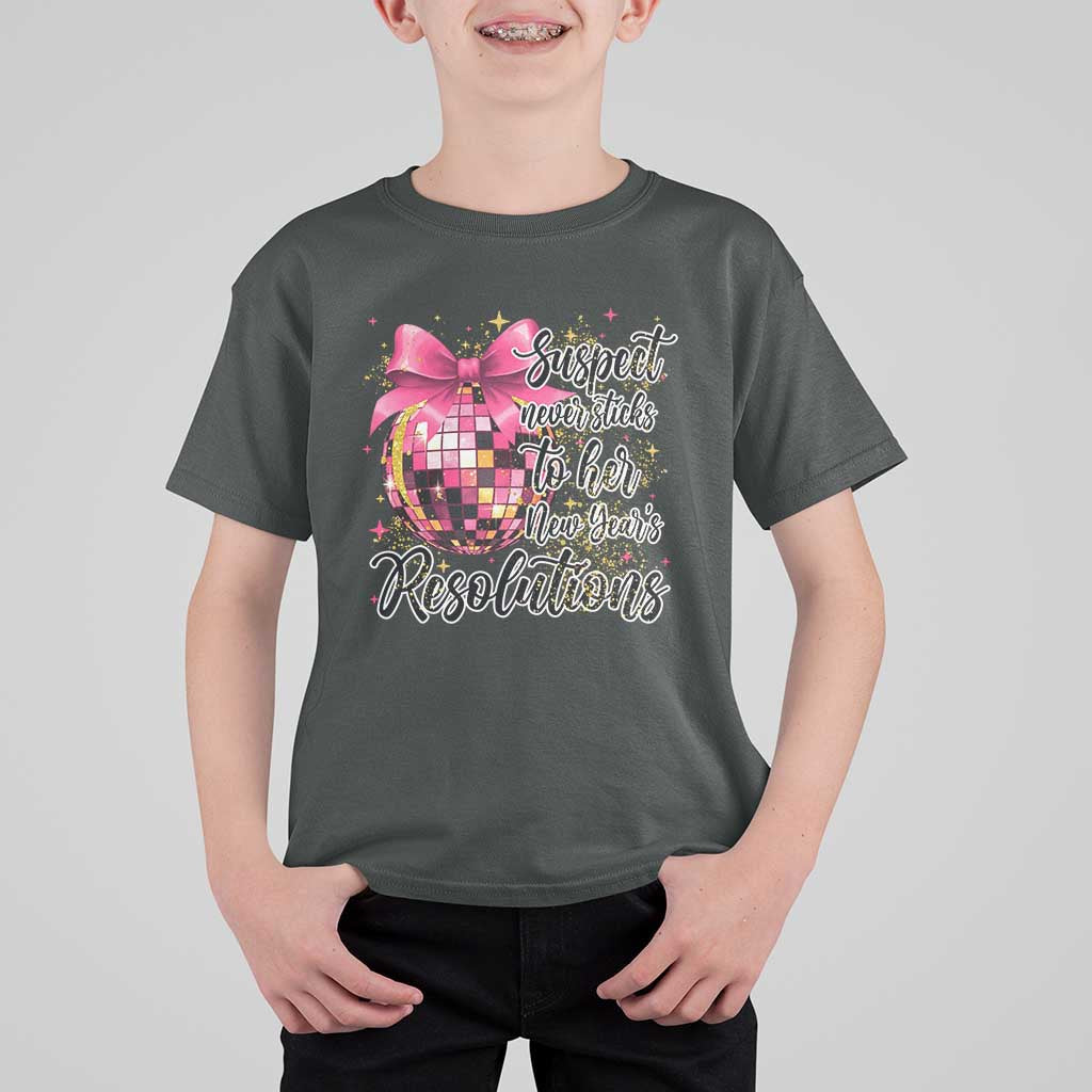 Funny Suspect Never Sticks To Her New Years Resolutions T Shirt For Kid Coquette Disco Ball - Wonder Print Shop