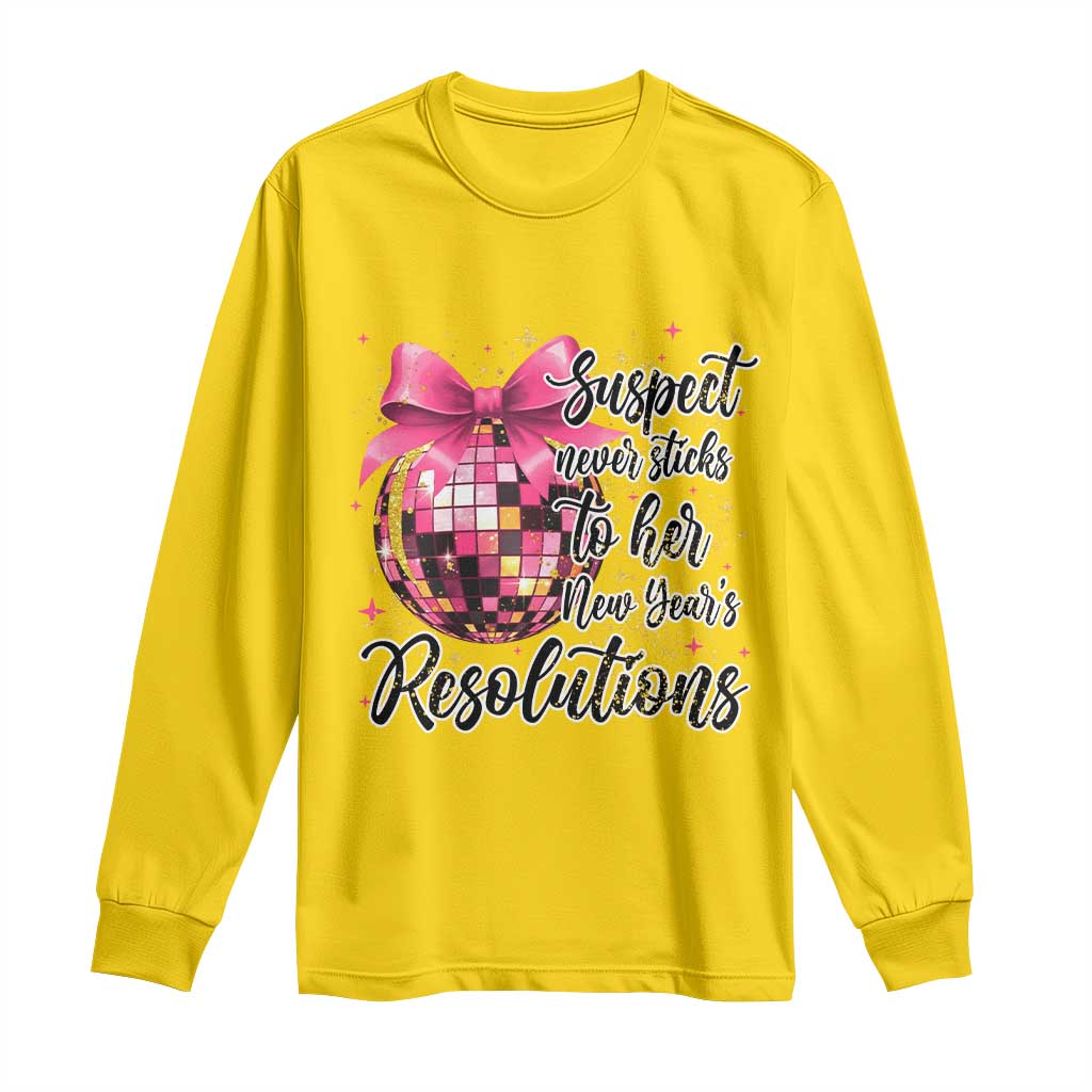 Funny Suspect Never Sticks To Her New Years Resolutions Long Sleeve Shirt Coquette Disco Ball - Wonder Print Shop