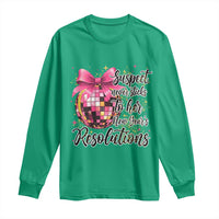 Funny Suspect Never Sticks To Her New Years Resolutions Long Sleeve Shirt Coquette Disco Ball - Wonder Print Shop