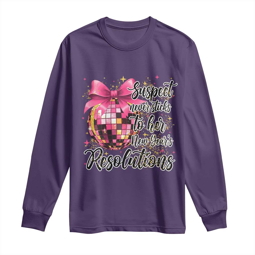 Funny Suspect Never Sticks To Her New Years Resolutions Long Sleeve Shirt Coquette Disco Ball - Wonder Print Shop