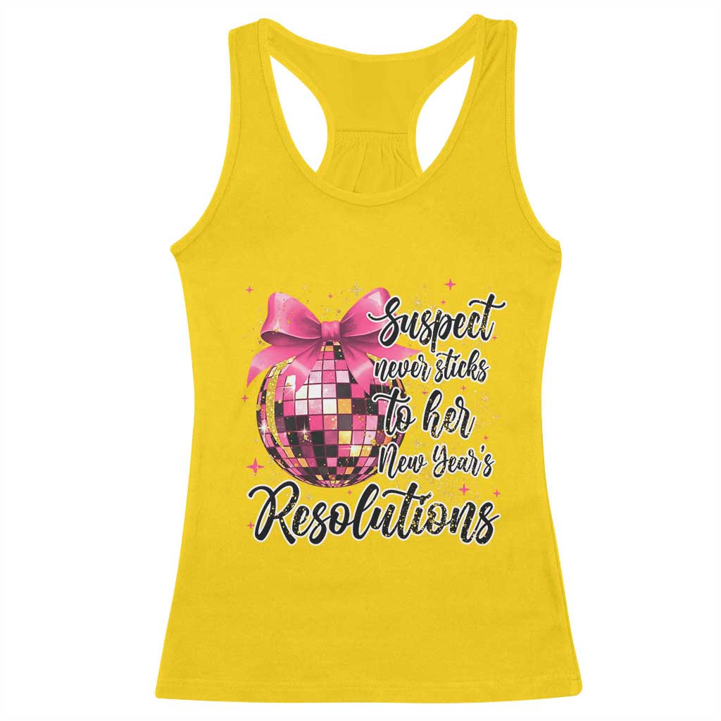 Funny Suspect Never Sticks To Her New Years Resolutions Racerback Tank Top Coquette Disco Ball - Wonder Print Shop