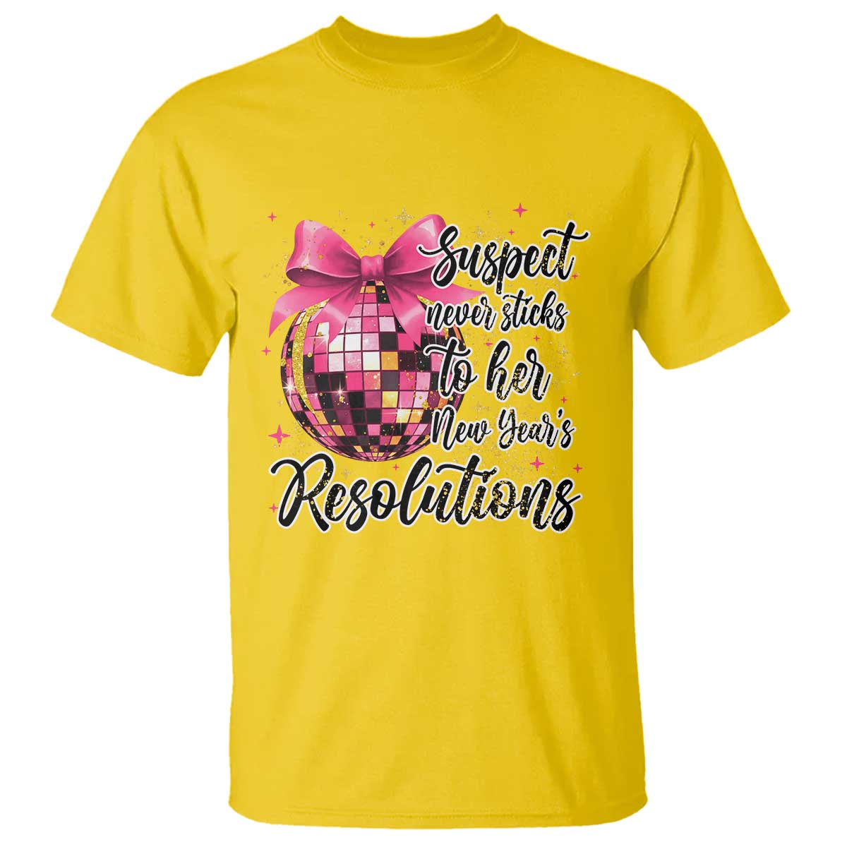 Funny Suspect Never Sticks To Her New Years Resolutions T Shirt Coquette Disco Ball - Wonder Print Shop