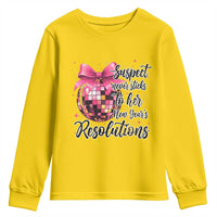 Funny Suspect Never Sticks To Her New Years Resolutions Youth Sweatshirt Coquette Disco Ball - Wonder Print Shop