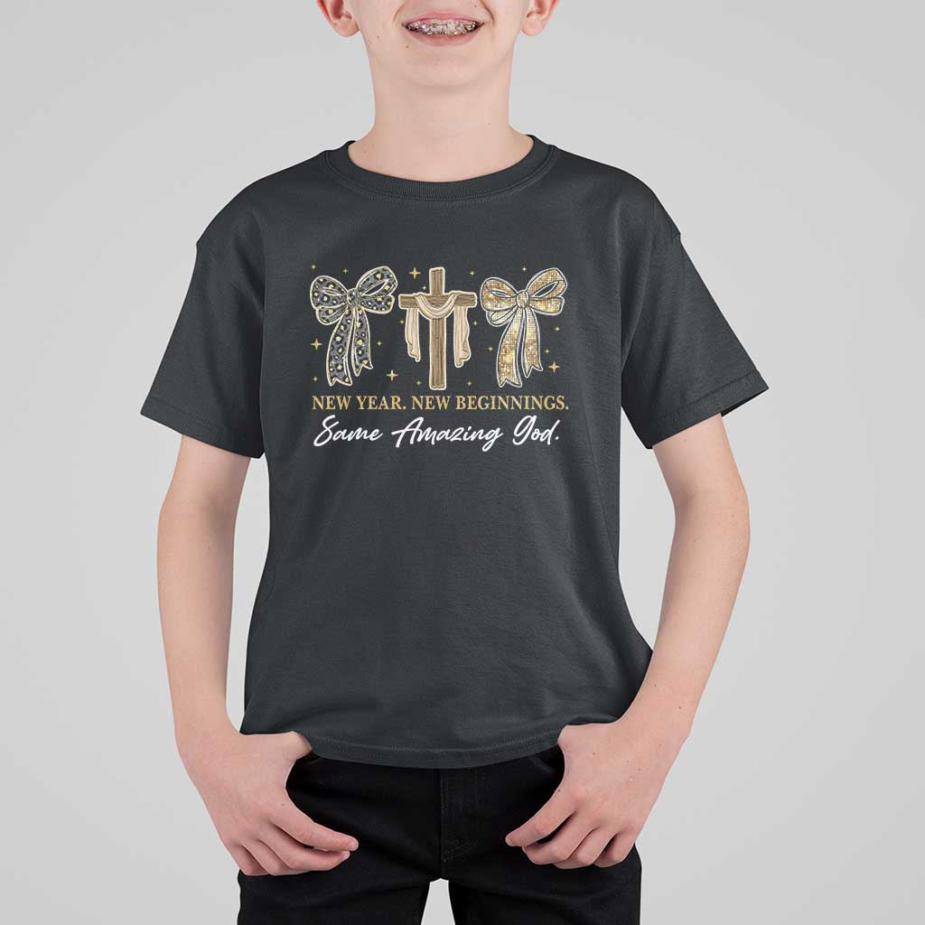 New Year New Beginnings Same Amazing God T Shirt For Kid Christian New Years Eve - Wonder Print Shop
