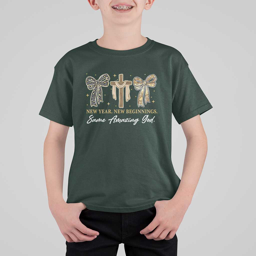 New Year New Beginnings Same Amazing God T Shirt For Kid Christian New Years Eve - Wonder Print Shop