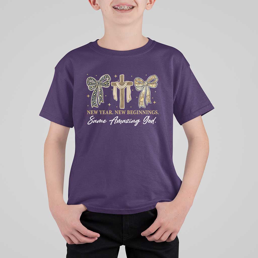 New Year New Beginnings Same Amazing God T Shirt For Kid Christian New Years Eve - Wonder Print Shop