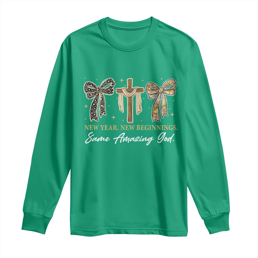 New Year New Beginnings Same Amazing God Long Sleeve Shirt Christian New Years Eve - Wonder Print Shop
