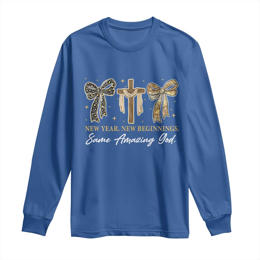 New Year New Beginnings Same Amazing God Long Sleeve Shirt Christian New Years Eve - Wonder Print Shop