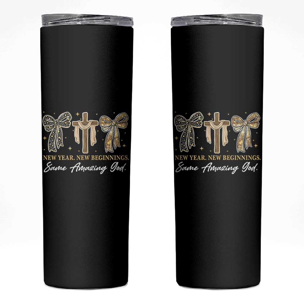 New Year New Beginnings Same Amazing God Skinny Tumbler Christian New Years Eve - Wonder Print Shop