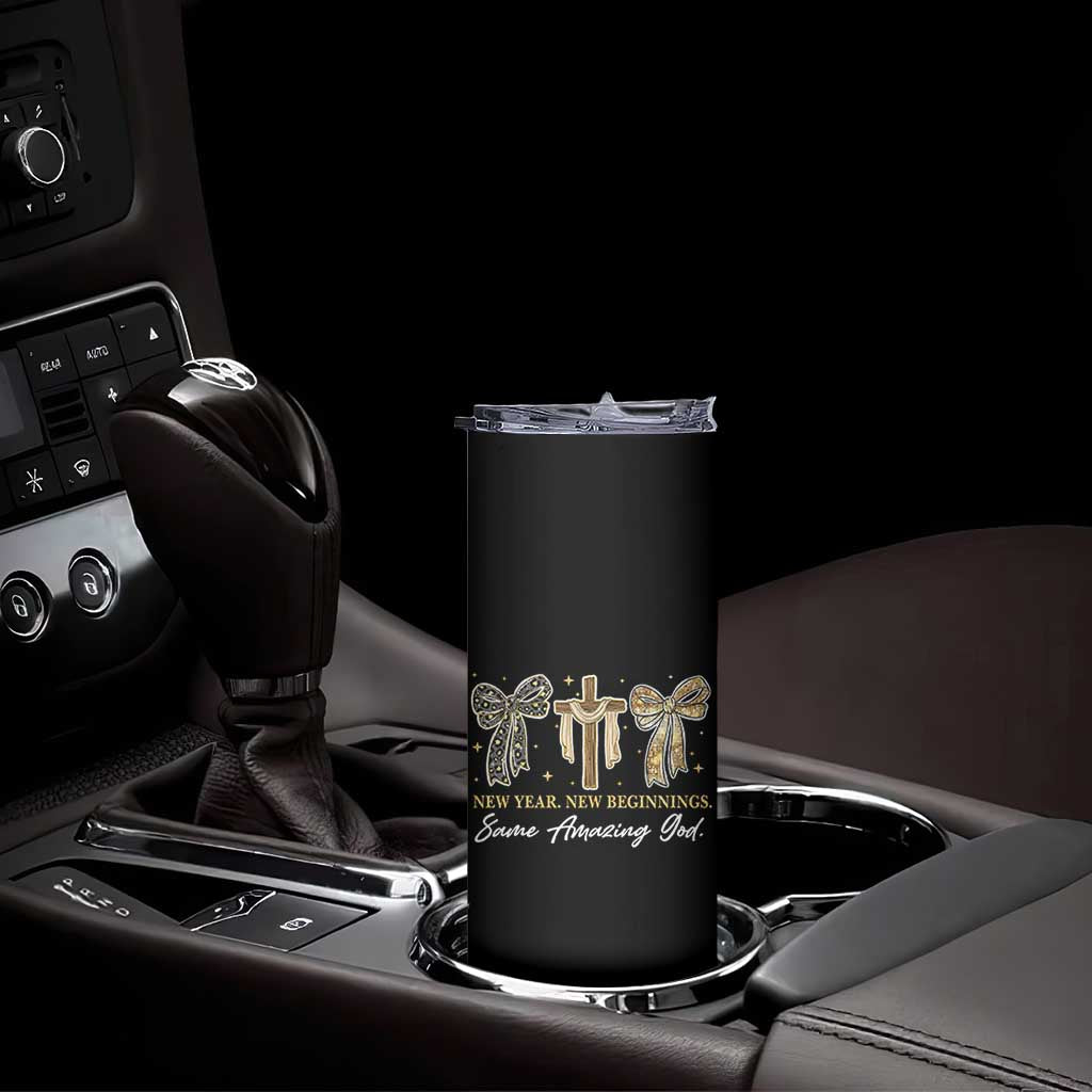 New Year New Beginnings Same Amazing God Skinny Tumbler Christian New Years Eve - Wonder Print Shop