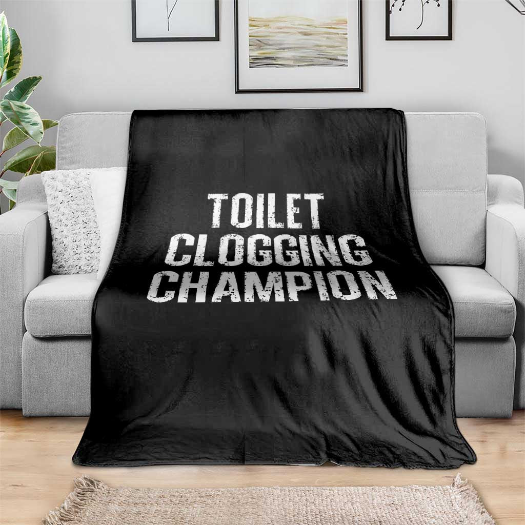 Toilet Clogging Champion Throw Blanket Funny Meme - Wonder Print Shop