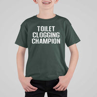 Toilet Clogging Champion T Shirt For Kid Funny Meme - Wonder Print Shop