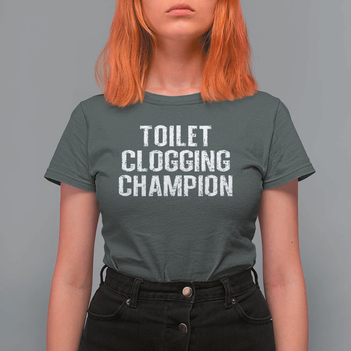 Toilet Clogging Champion T Shirt For Women Funny Meme - Wonder Print Shop