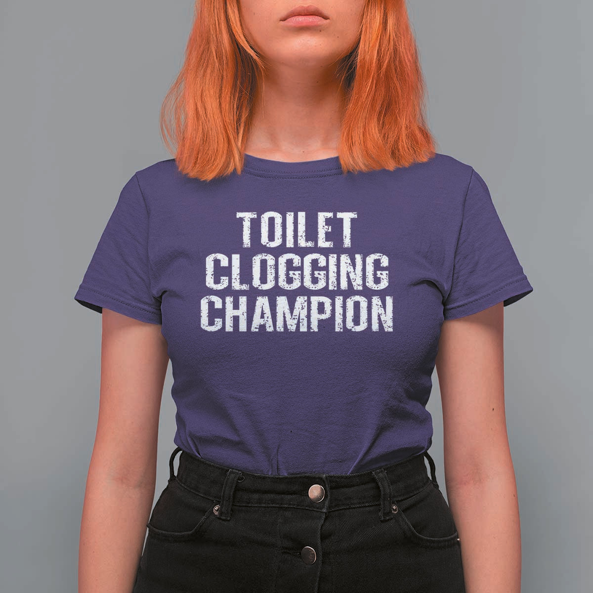 Toilet Clogging Champion T Shirt For Women Funny Meme - Wonder Print Shop