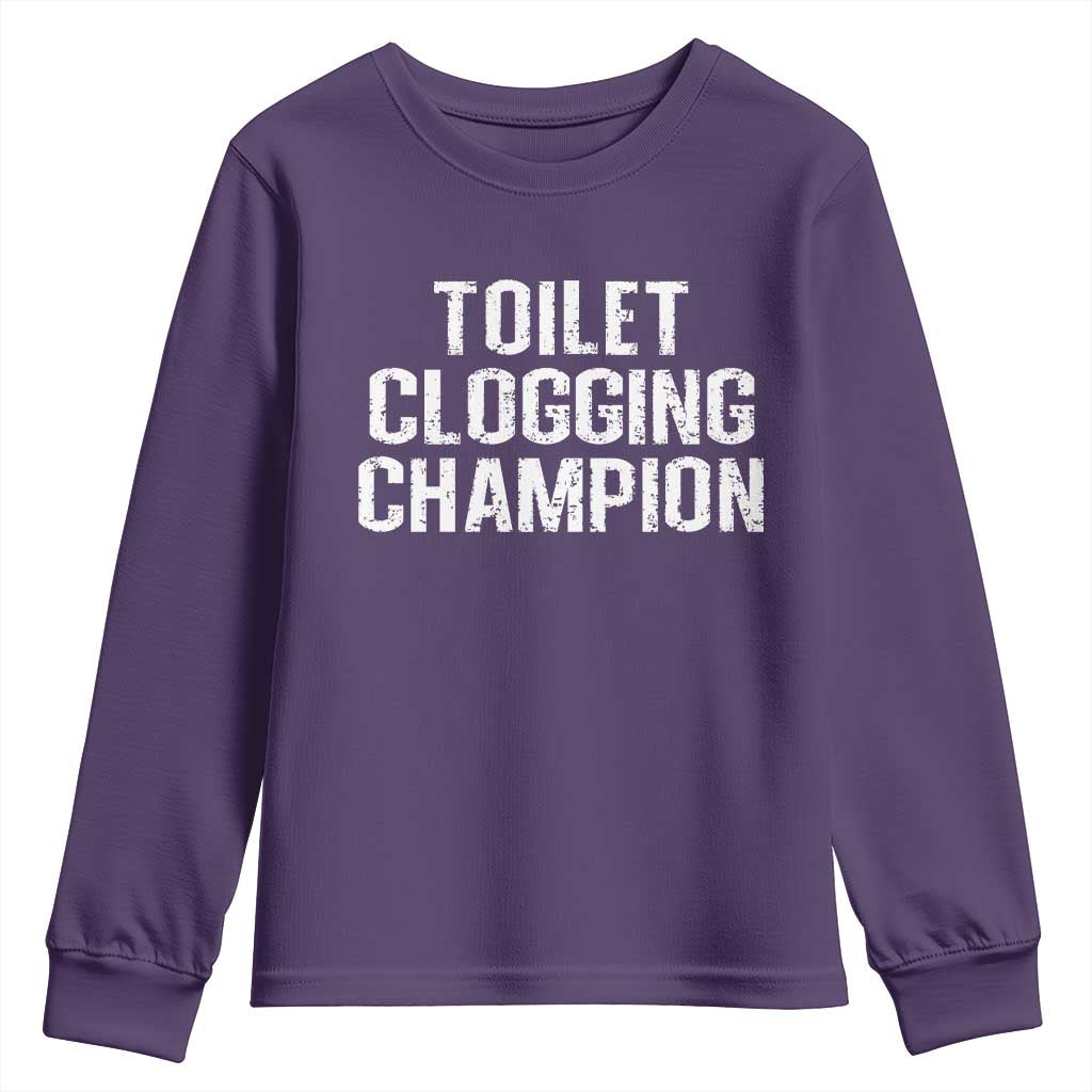 Toilet Clogging Champion Youth Sweatshirt Funny Meme - Wonder Print Shop