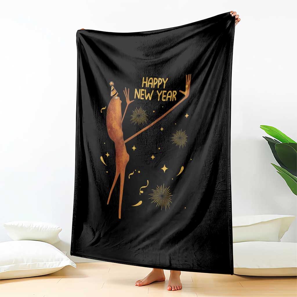 Funny Marcus The Worm New Year Throw Blanket Happy New Year NYE Party Firework - Wonder Print Shop