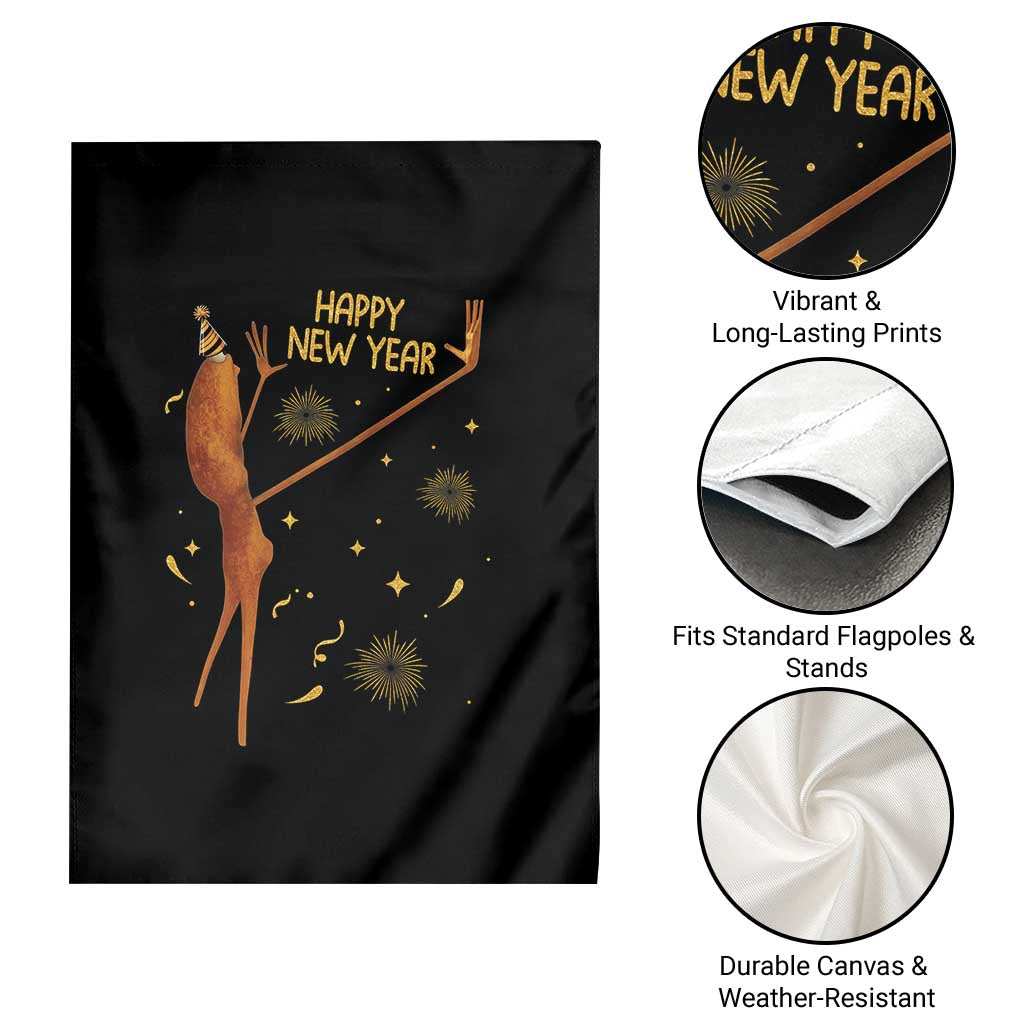 Funny Marcus The Worm New Year Garden Flag Happy New Year NYE Party Firework - Wonder Print Shop