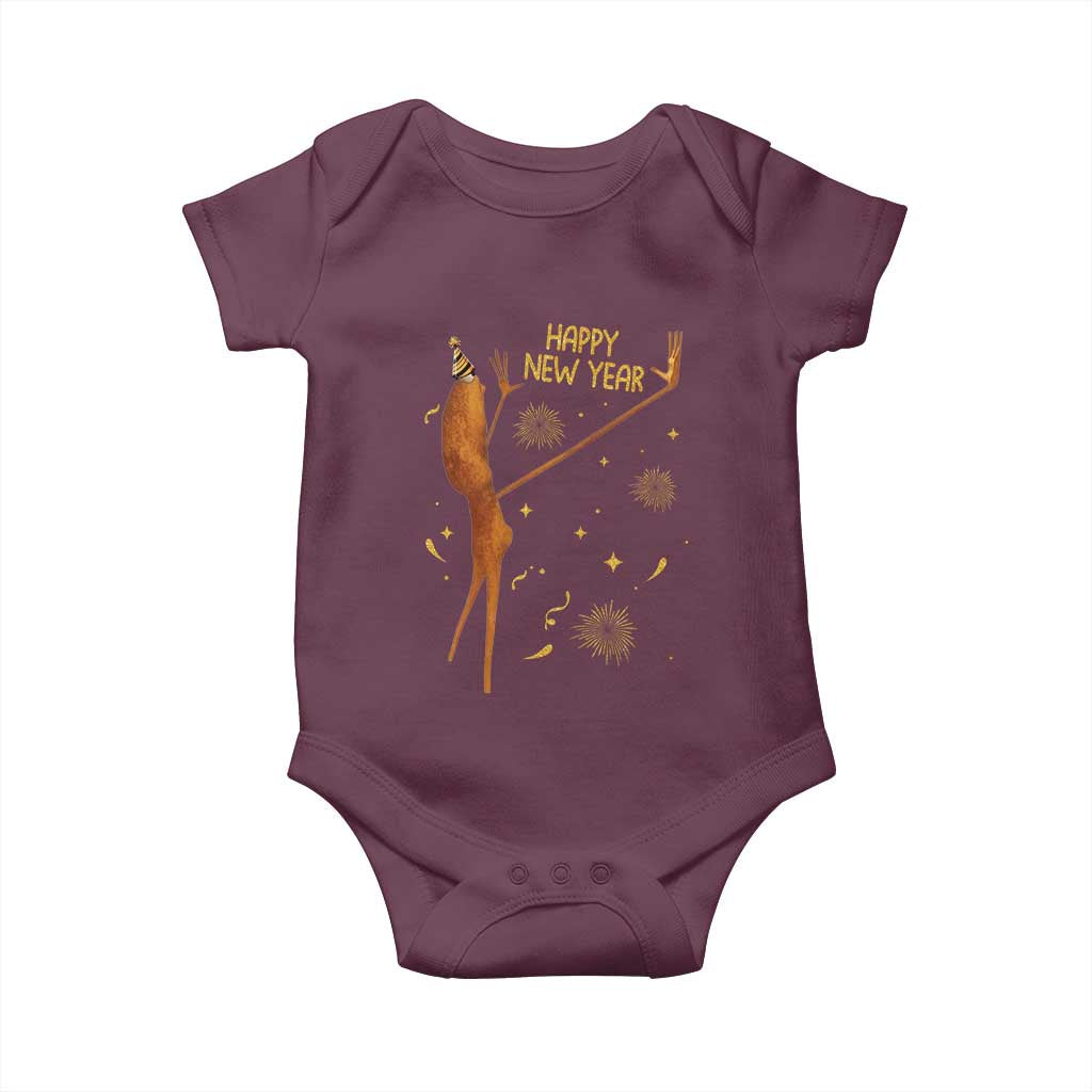 Funny Marcus The Worm New Year Baby Onesie Happy New Year NYE Party Firework - Wonder Print Shop