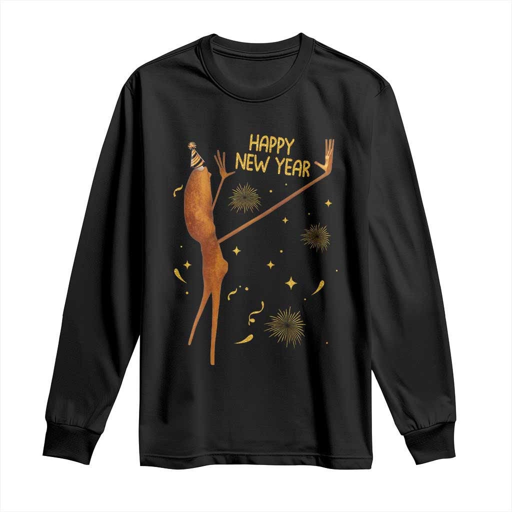 Funny Marcus The Worm New Year Long Sleeve Shirt Happy New Year NYE Party Firework - Wonder Print Shop