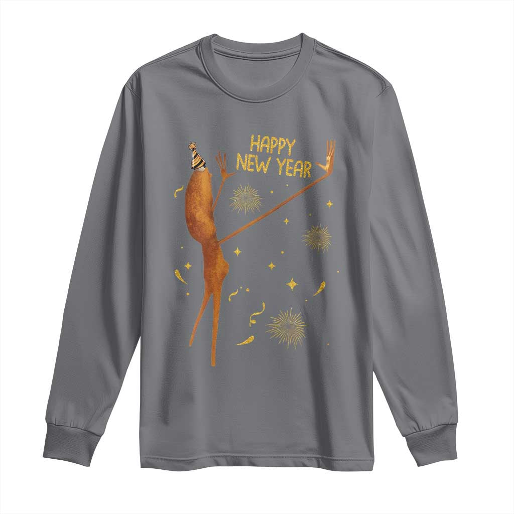 Funny Marcus The Worm New Year Long Sleeve Shirt Happy New Year NYE Party Firework - Wonder Print Shop