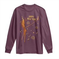 Funny Marcus The Worm New Year Long Sleeve Shirt Happy New Year NYE Party Firework - Wonder Print Shop