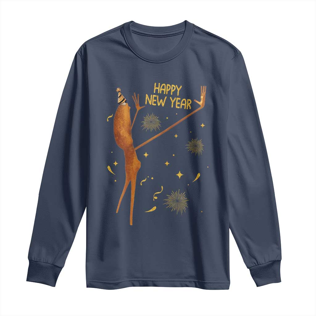 Funny Marcus The Worm New Year Long Sleeve Shirt Happy New Year NYE Party Firework - Wonder Print Shop