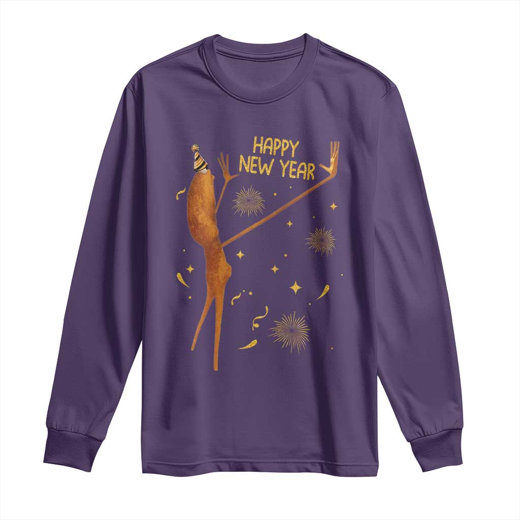 Funny Marcus The Worm New Year Long Sleeve Shirt Happy New Year NYE Party Firework - Wonder Print Shop