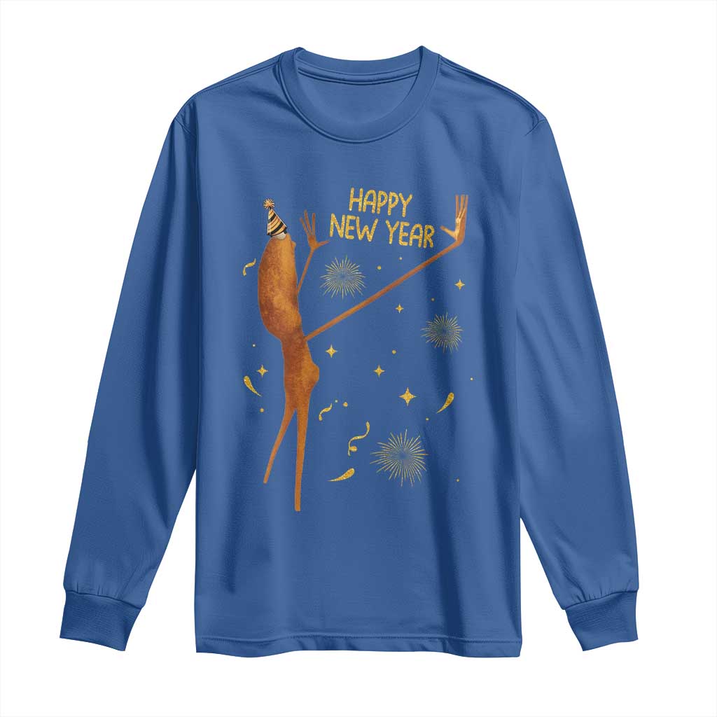 Funny Marcus The Worm New Year Long Sleeve Shirt Happy New Year NYE Party Firework - Wonder Print Shop